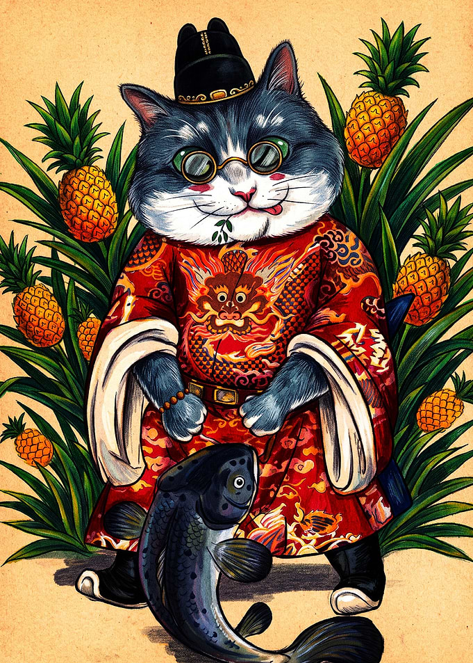 Royal Cat in Traditional Asian Attire