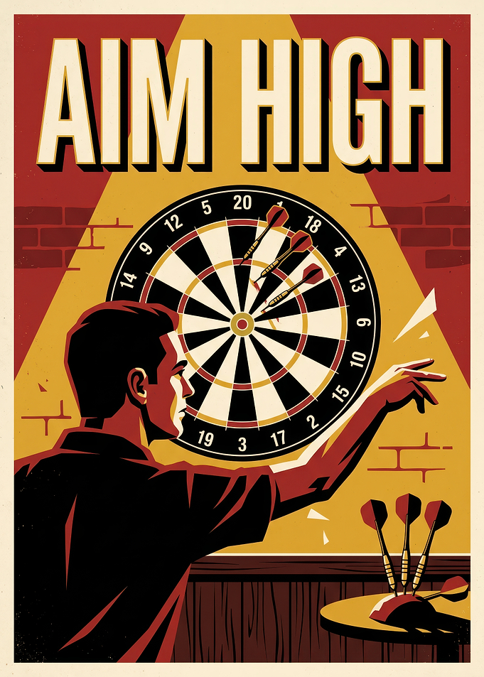 Aim High Vintage Darts Poster