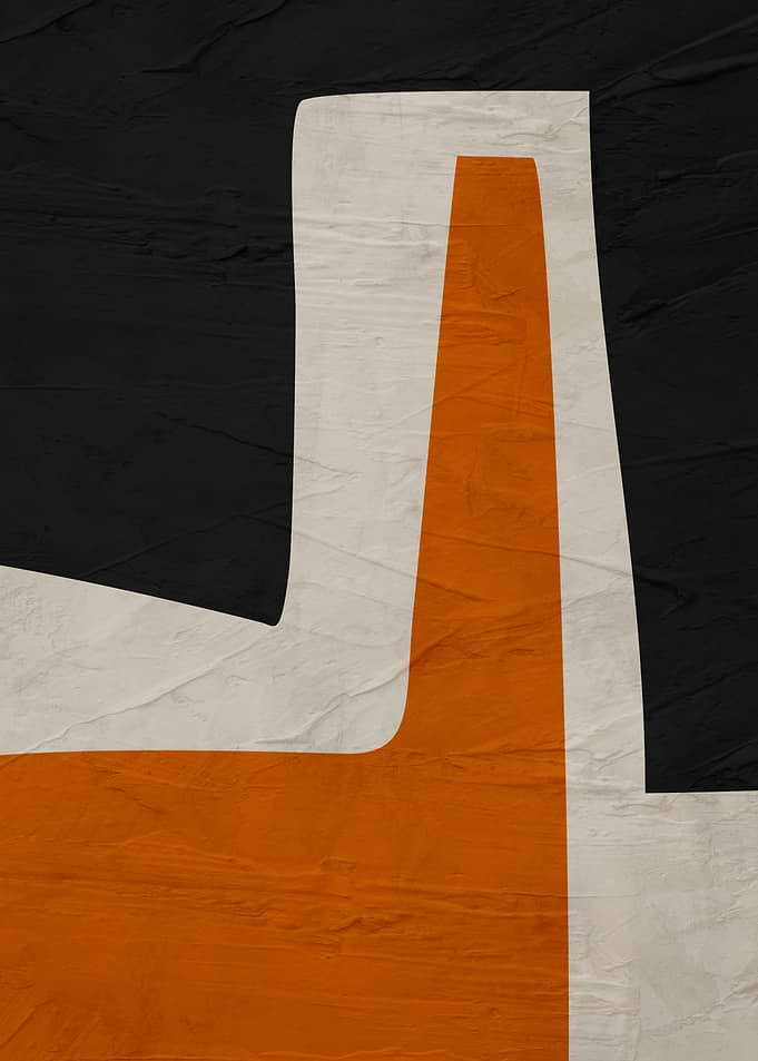 Abstract Geometric Orange and Black Composition