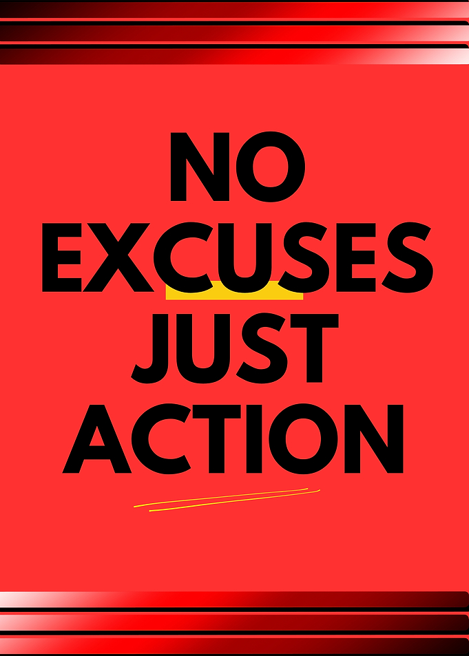 No Excuses Just Action Motivational Wall Art
