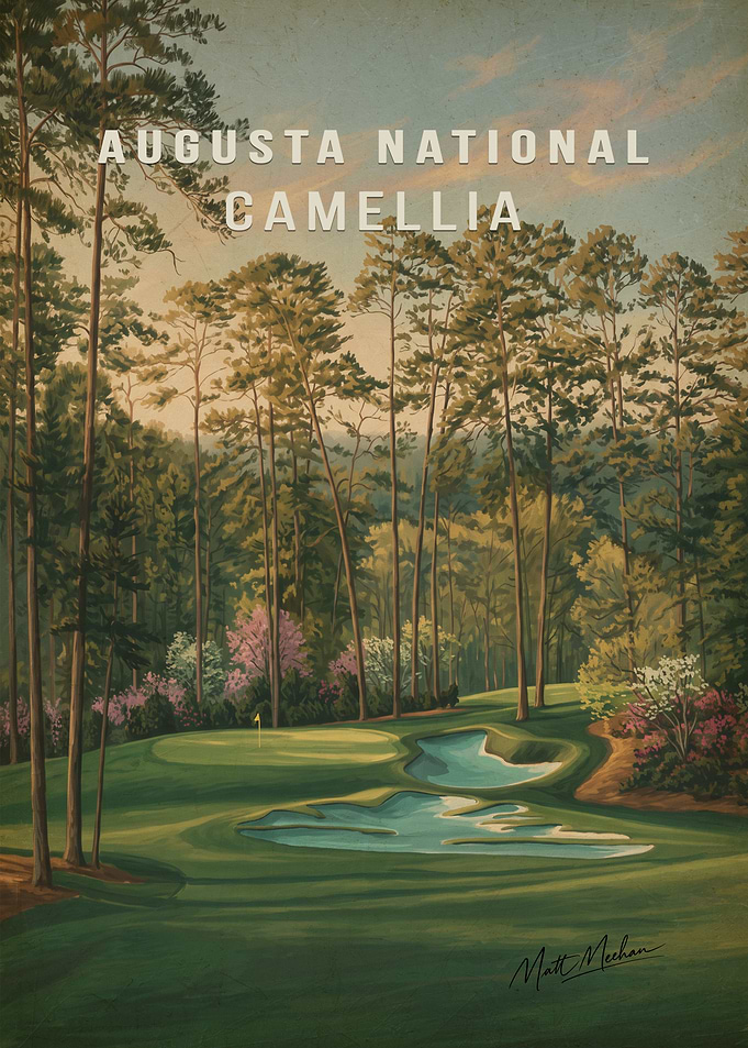 Augusta National Camellia Golf Poster