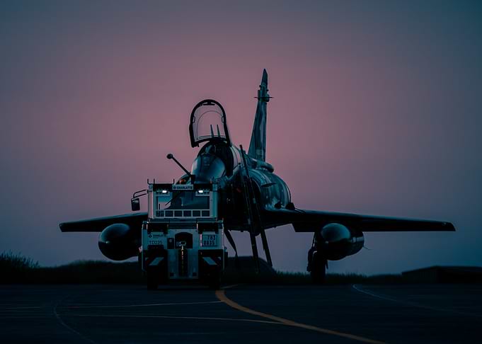 Dassault Mirage 2000 taxiing at Dusk