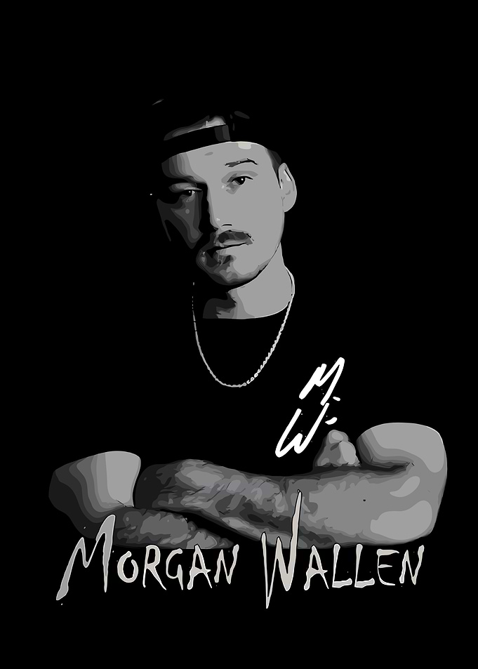Morgan Wallen Black and White Portrait