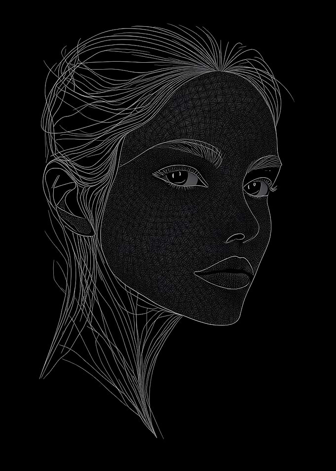Wireframe Portrait of a Woman