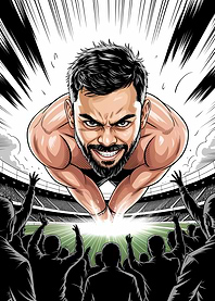 Virat Kohli Manga Style Illustration