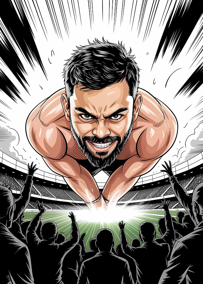 Virat Kohli Manga Style Illustration