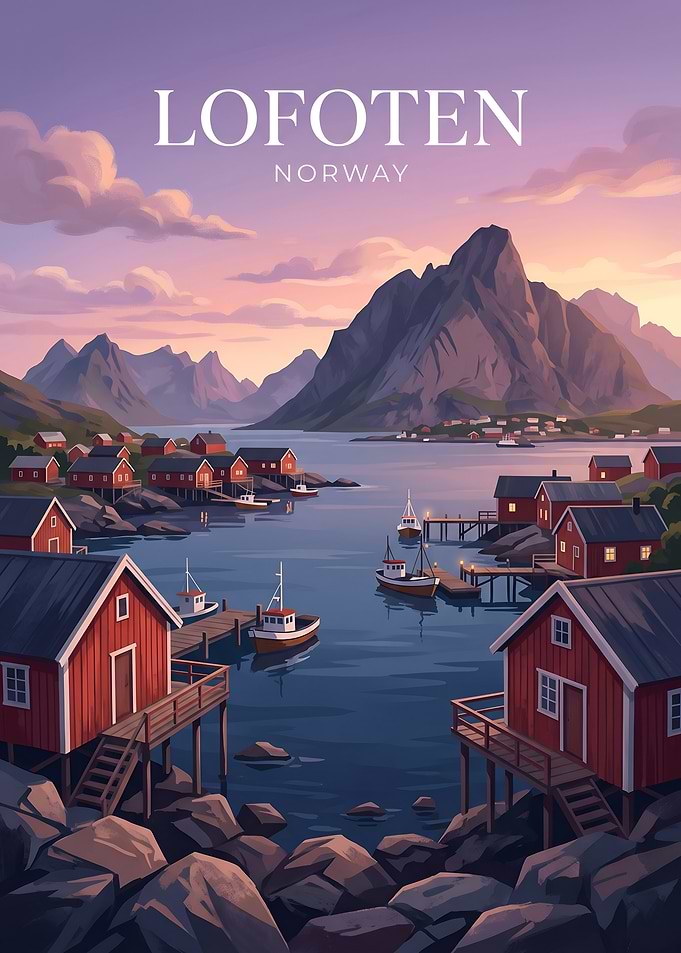 Lofoten Norway Fjord and Fishing Village