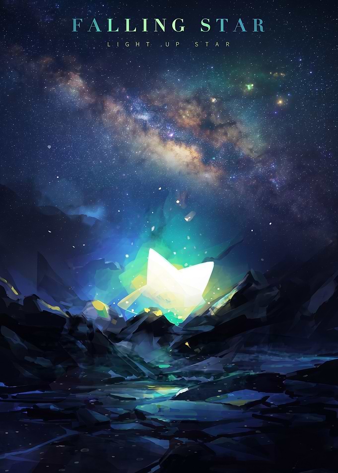 Falling Star Night Sky Landscape