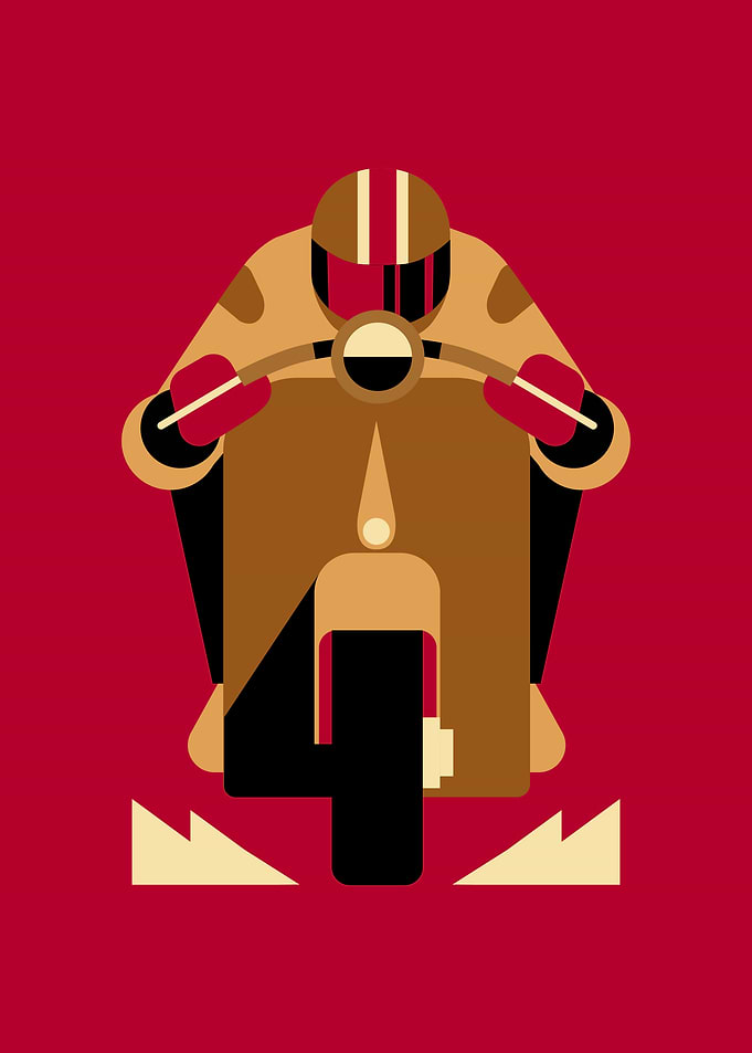 Minimalist Motorcycle Racer Illustration
