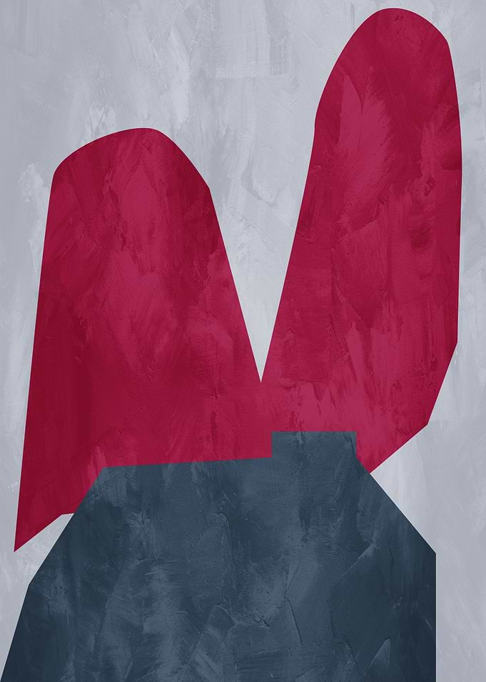 Abstract Minimalist Red and Blue Shapes