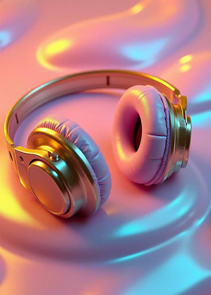 Gold and Pink Neon Headphones