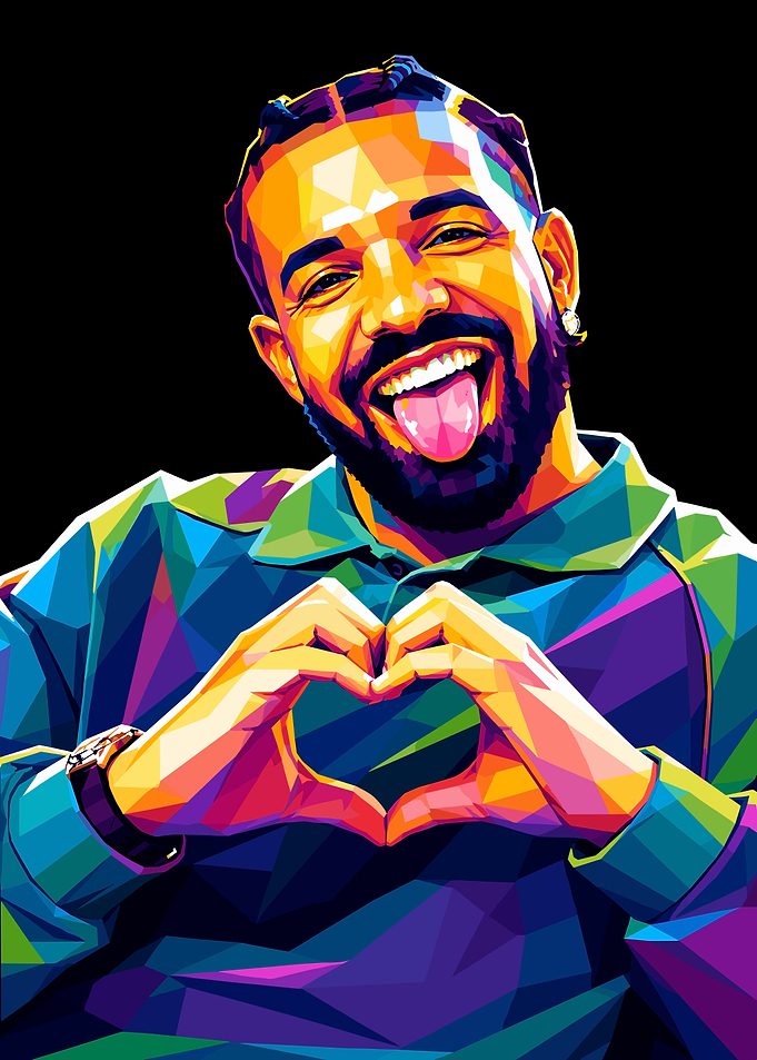 Colorful Low Poly Drake Portrait