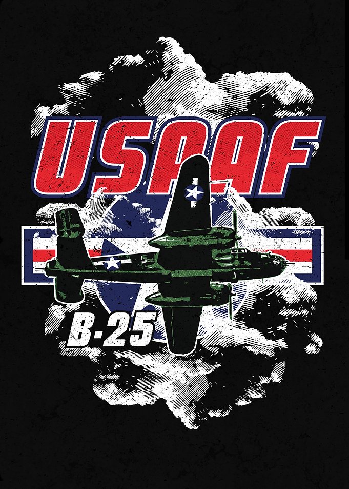 Vintage USAAF B-25 Mitchell Bomber Graphic