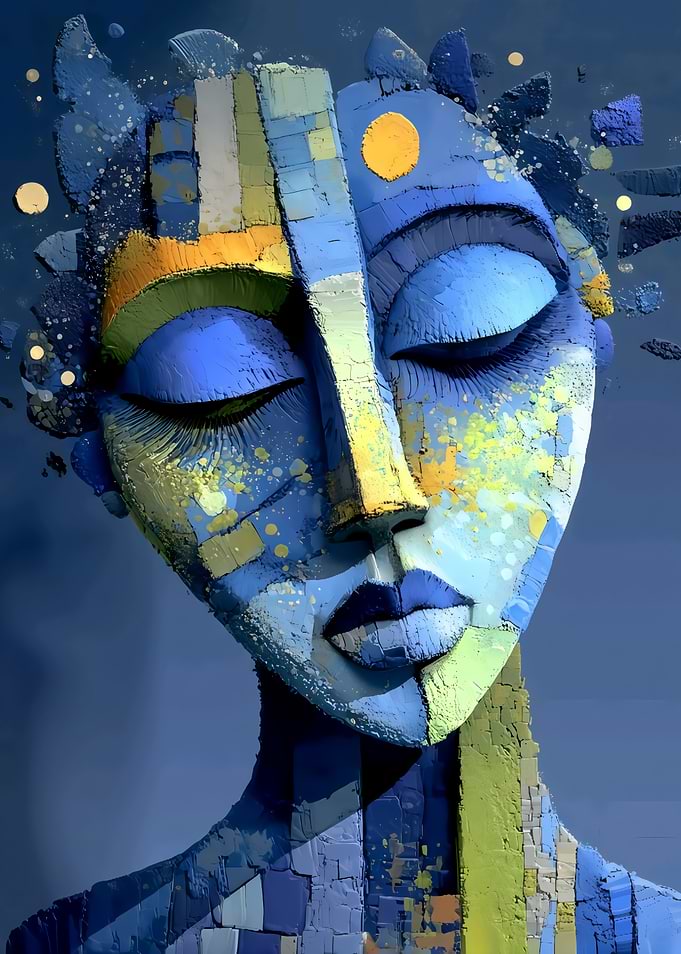 Abstract Mosaic Portrait of Serenity