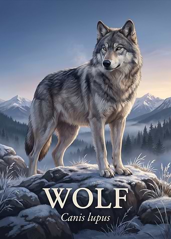 Majestic Gray Wolf in Snowy Mountains