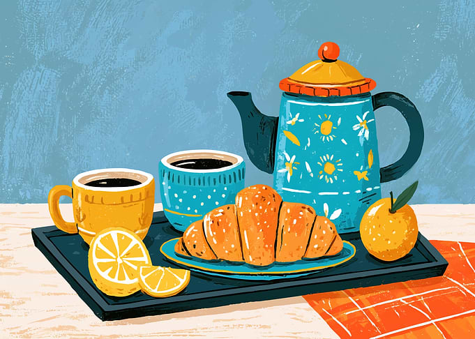 Cozy Breakfast Still Life Illustration