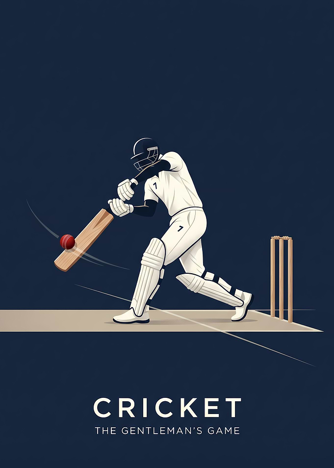 Minimalist Cricket Player Illustration