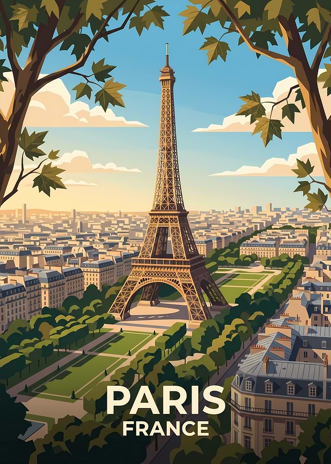 Eiffel Tower Paris Travel Poster