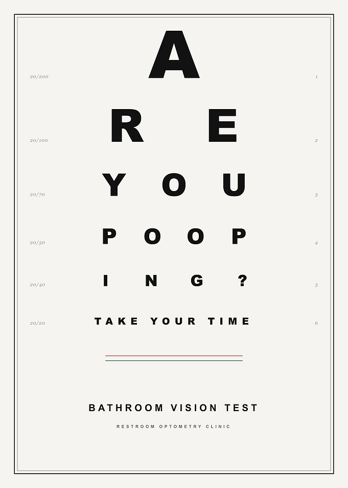 ARE YOU POOPING? Funny Bathroom Vision Test Poster