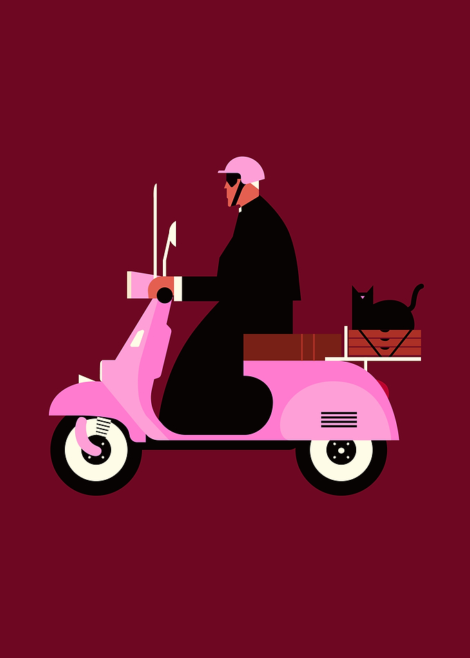 Priest Riding a Pink Scooter