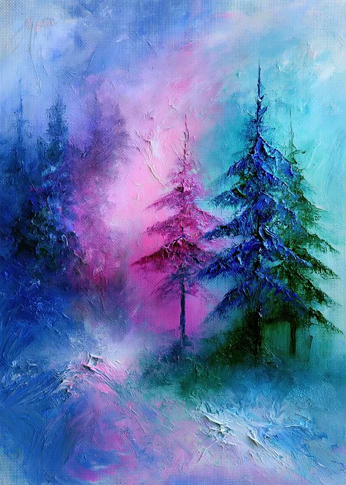 Abstract Impressionist Forest Painting