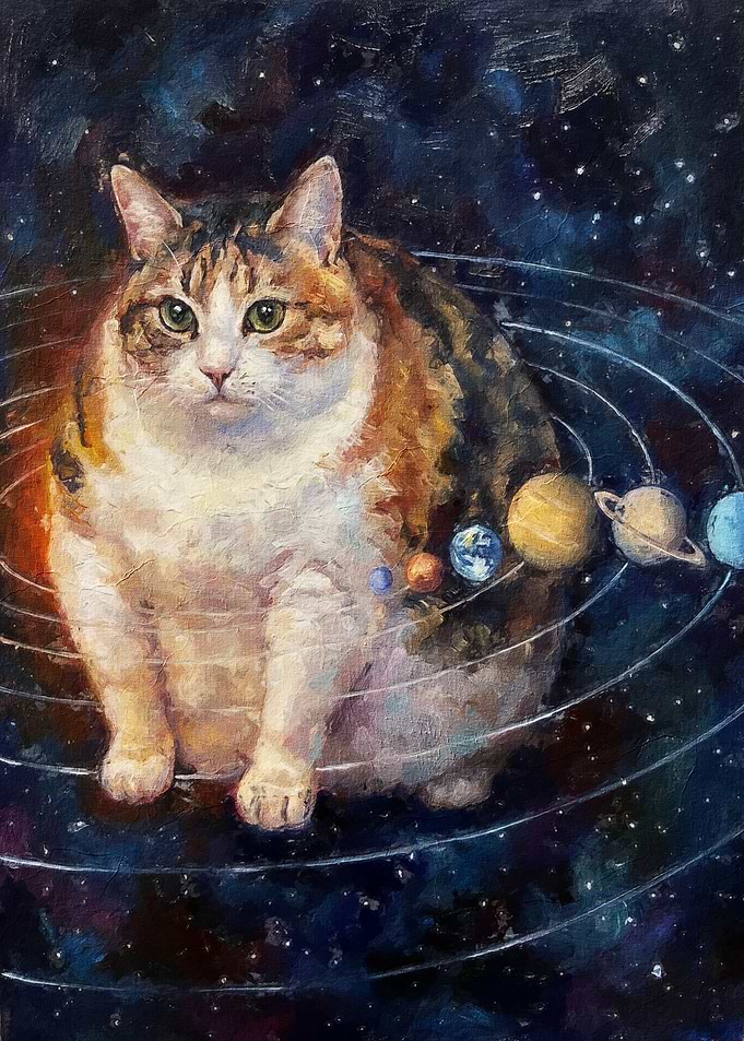 Cosmic Cat Solar System Painting