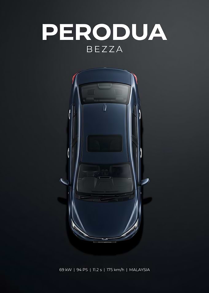 Perodua Bezza Top View Poster