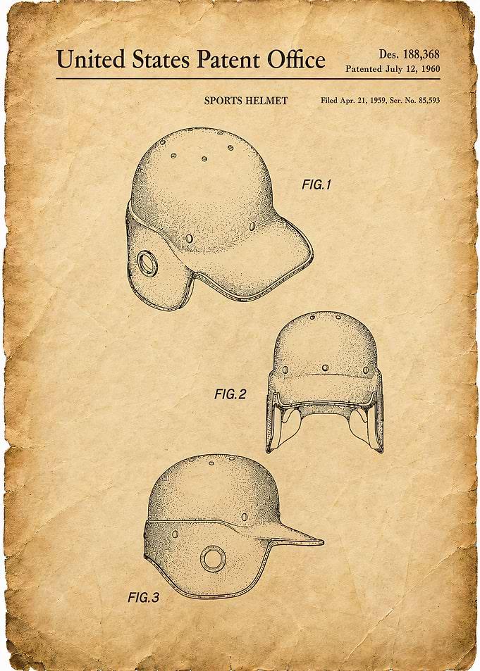 Vintage Sports Helmet Patent Print