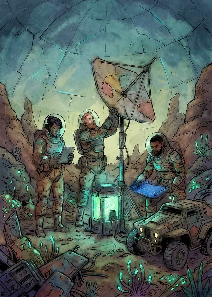 Astronauts Exploring an Alien Planet