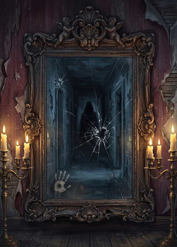 Haunted Mirror with Dark Figure