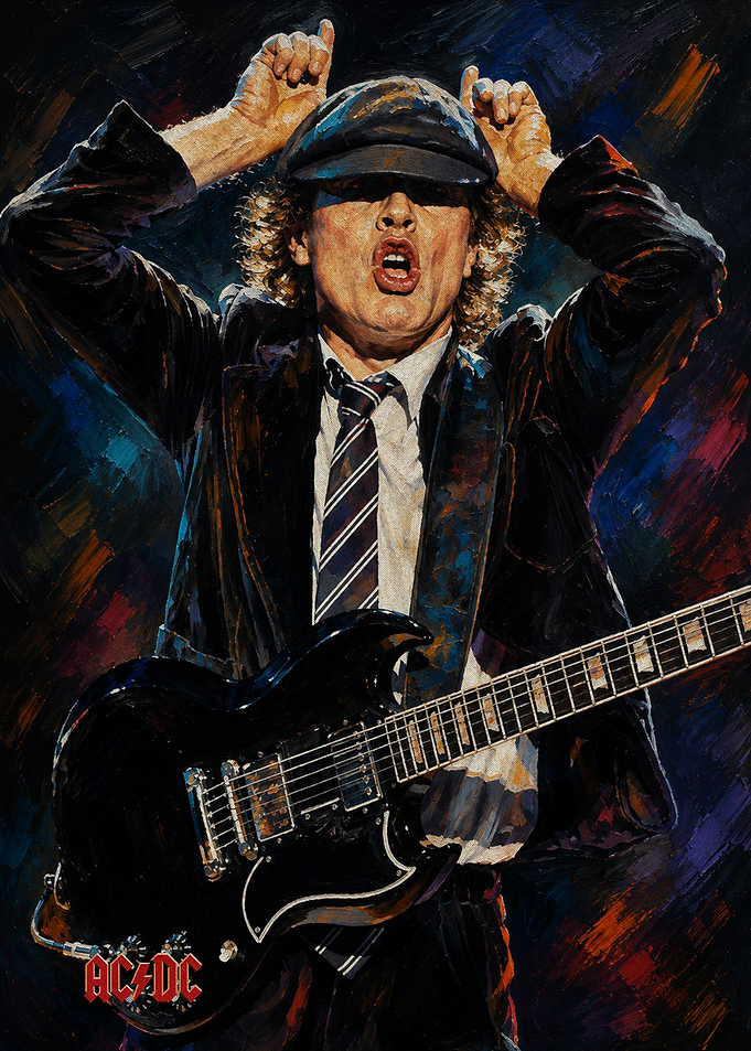 Angus Young AC/DC Oil Painting