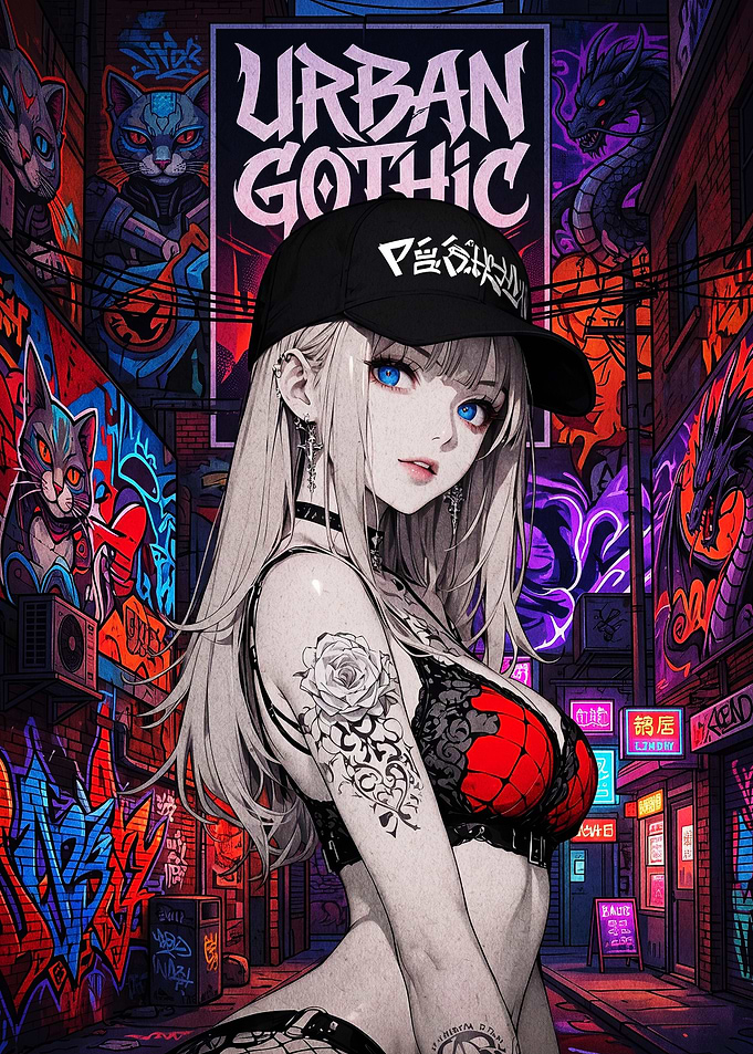 Urban Gothic Anime Style Portrait