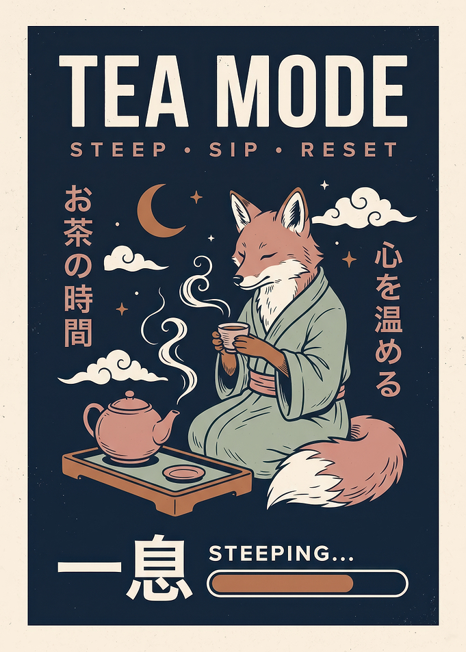 Tea Mode Fox Illustration