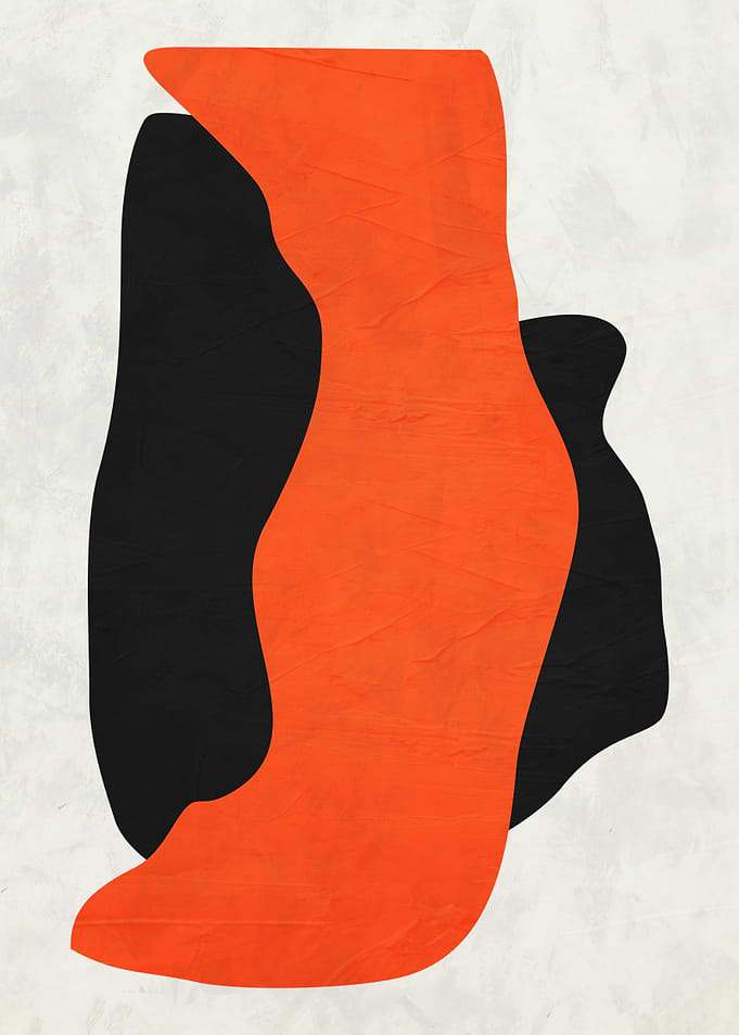 Minimalist Abstract Orange and Black Shapes