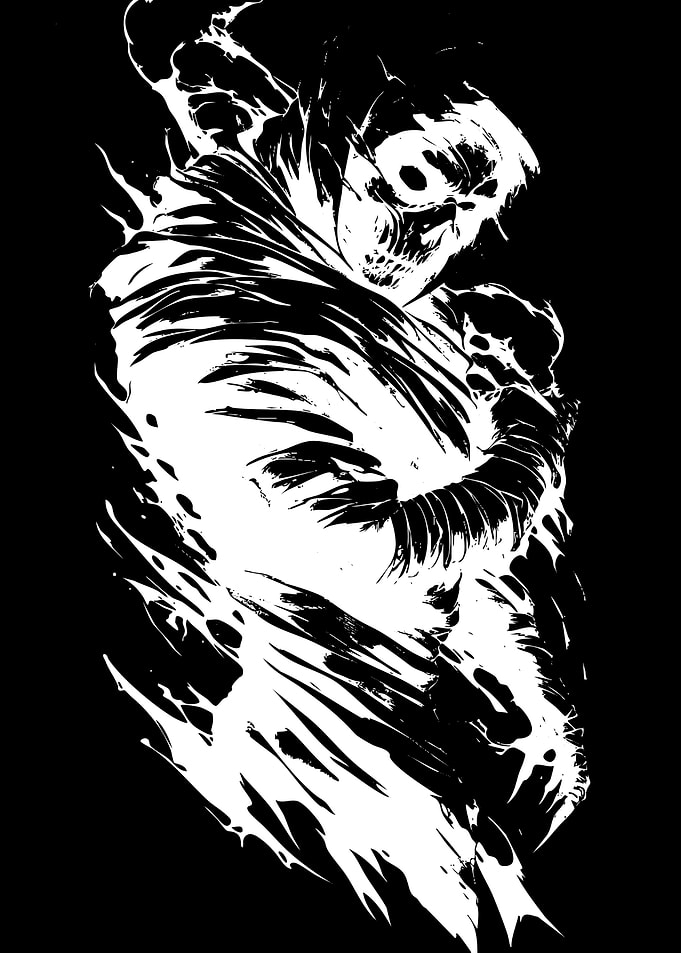 Skull Warrior Black and White
