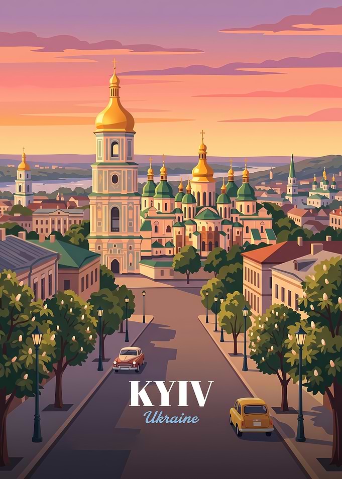 Kyiv Ukraine Cityscape Travel Poster