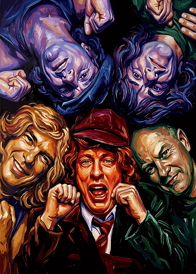 AC/DC Band Members Portrait Painting