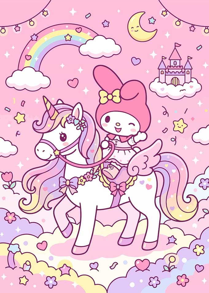 My Melody Riding a Magical Unicorn