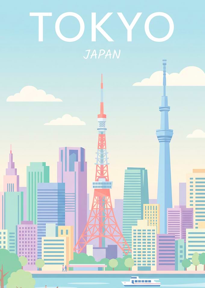 Tokyo Japan Skyline Travel Poster