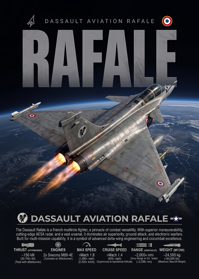 Dassault Rafale Fighter Jet Infographic Poster