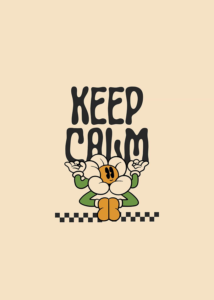 Keep Calm Retro Flower Illustration