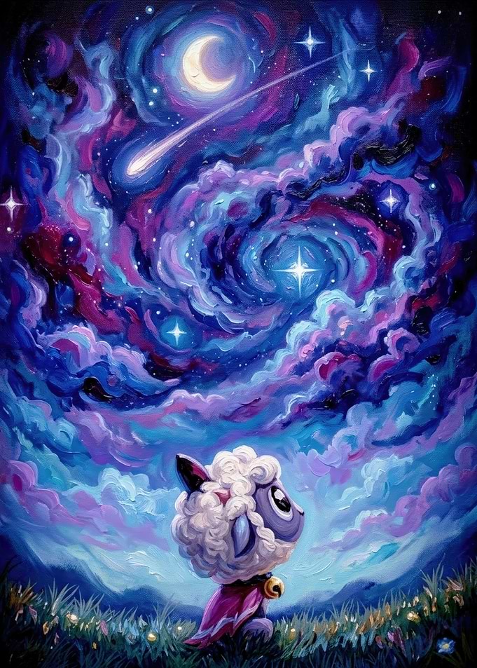 Cult of the Lamb gazing at stars