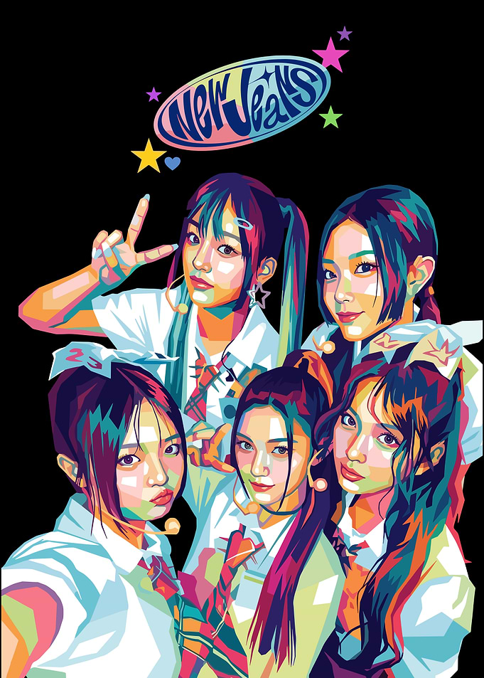 NewJeans K-Pop Group Pop Art Portrait
