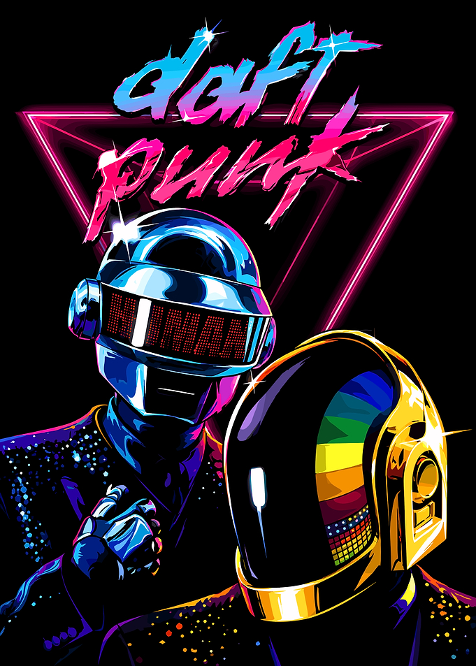 Daft Punk Synthwave Style Poster