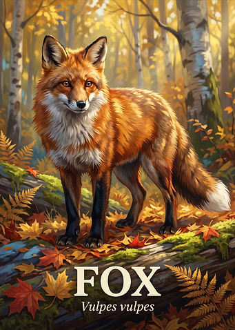 Red Fox in Autumn Forest