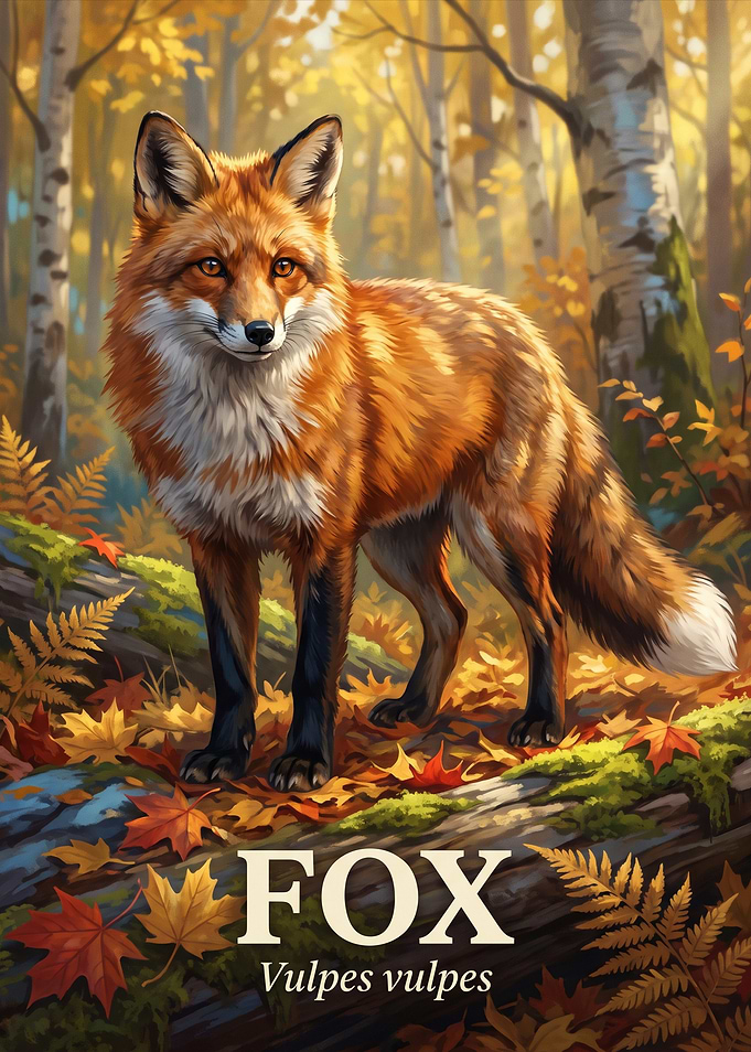 Red Fox in Autumn Forest