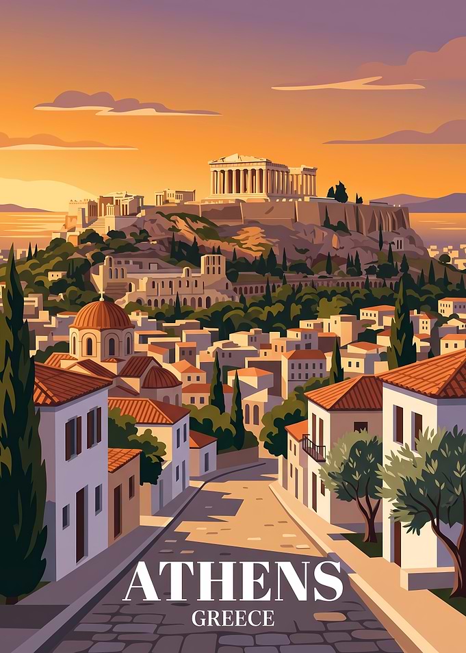 Athens Greece Travel Poster