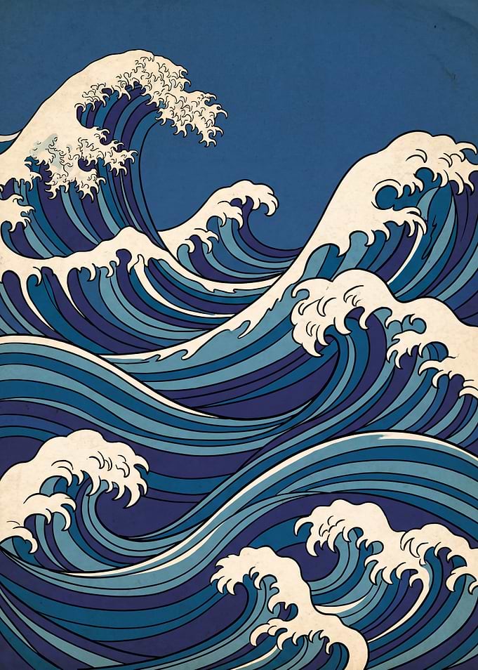 Japanese Style Ocean Wave Illustration