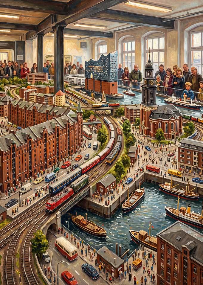 Painting of Miniatur Wunderland hamburg