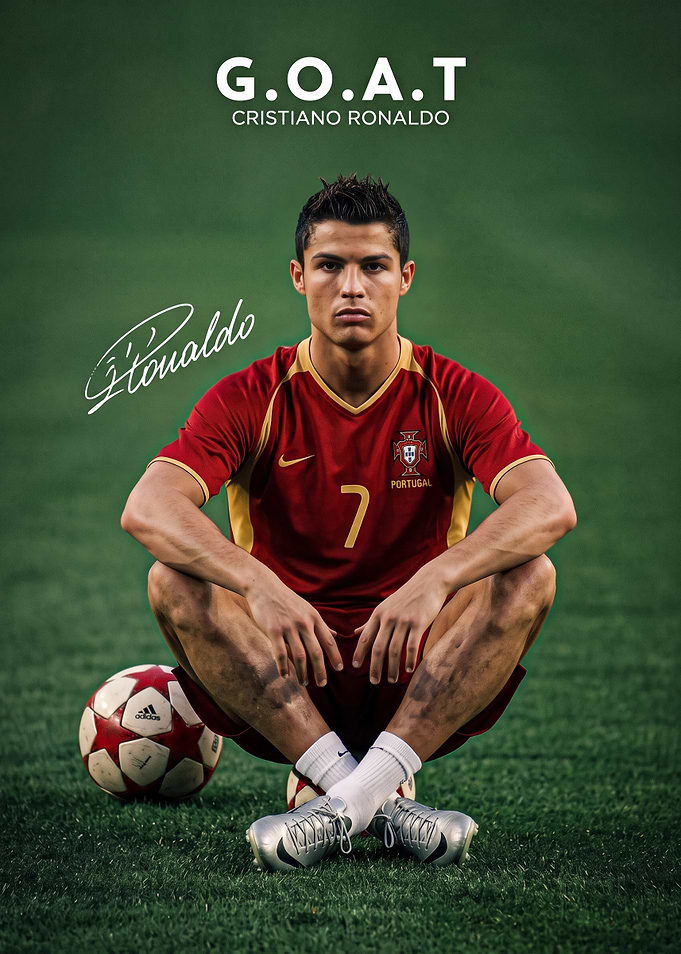 Cristiano Ronaldo G.O.A.T. Soccer Poster